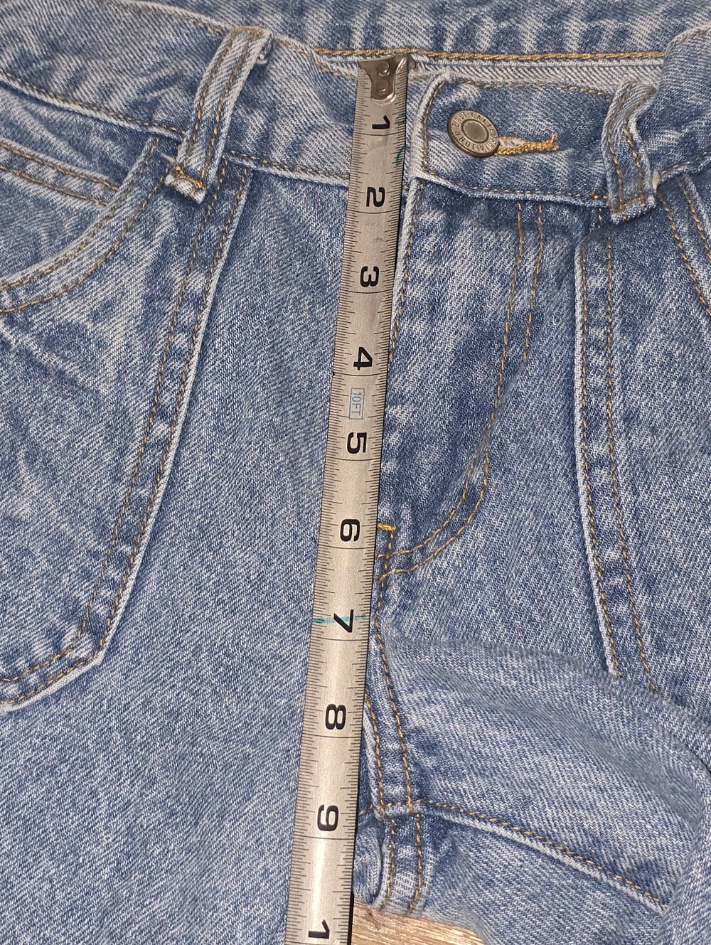 John Galt Brandy Melville Wide Leg Jeans Blue High Waist Patch Pocket Womens S - Picture 6 of 8